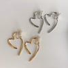 Heart open everyday silicone cover included Gold earrings, heart, gold, silver, comfortable, adult, cute, asymmetrical, casual, elegant, gorgeous,