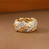 Retro Luxury Wheat Synthetic Zircon Ring Copper Material Women Jewelry Ring For Banquet Matching
