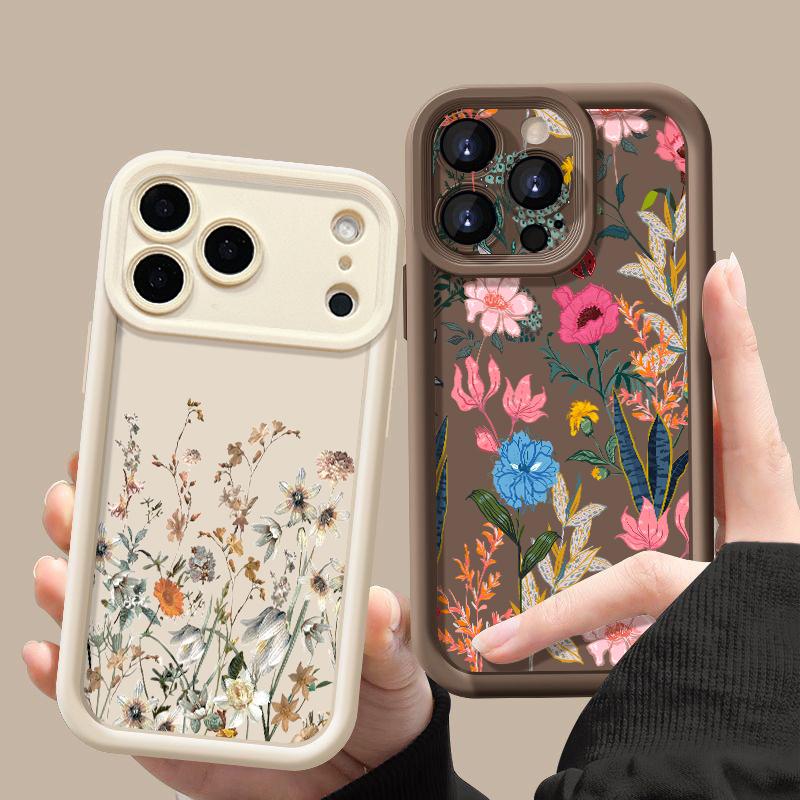 White Flower Pattern Case For iPhone 17 Pro Max Shockproof Soft Silicone Bumper Cover For iPhone 16 15 Pro Max 14 13 11 16E 17E