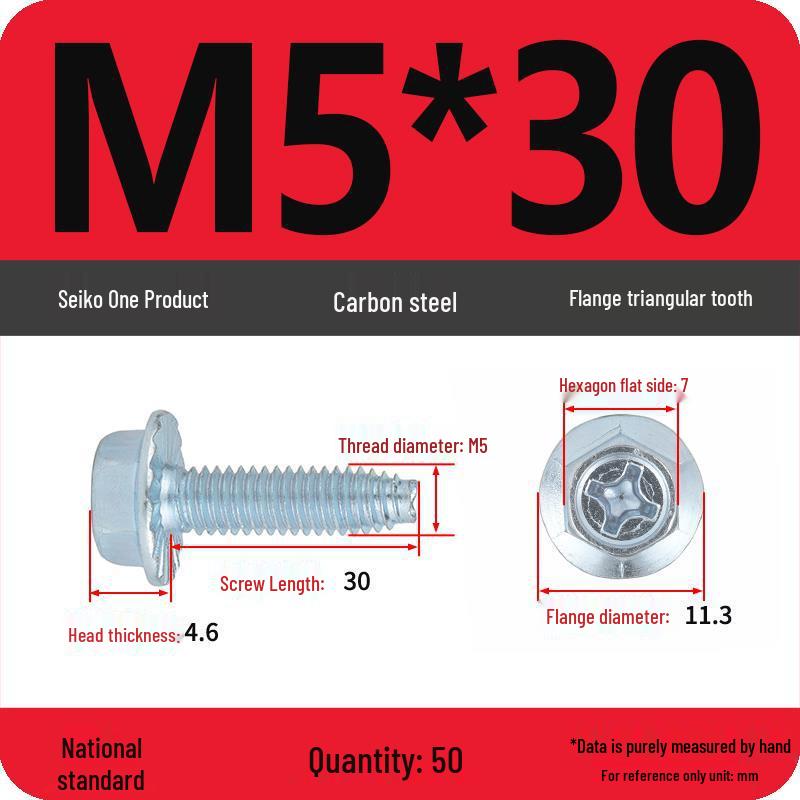 Grade 10.9 Galvanized Hex Flange Anti-slip Self-locking Triangular Thread Self-tapping Screw