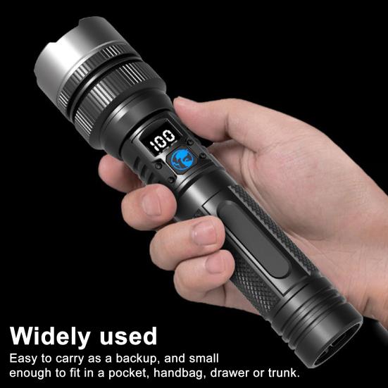 LED Flashlight Digital Display Ultra-Wide Beam Super Bright IPX7 Waterproof Rechargeable Tactical Flashlight LED Torch