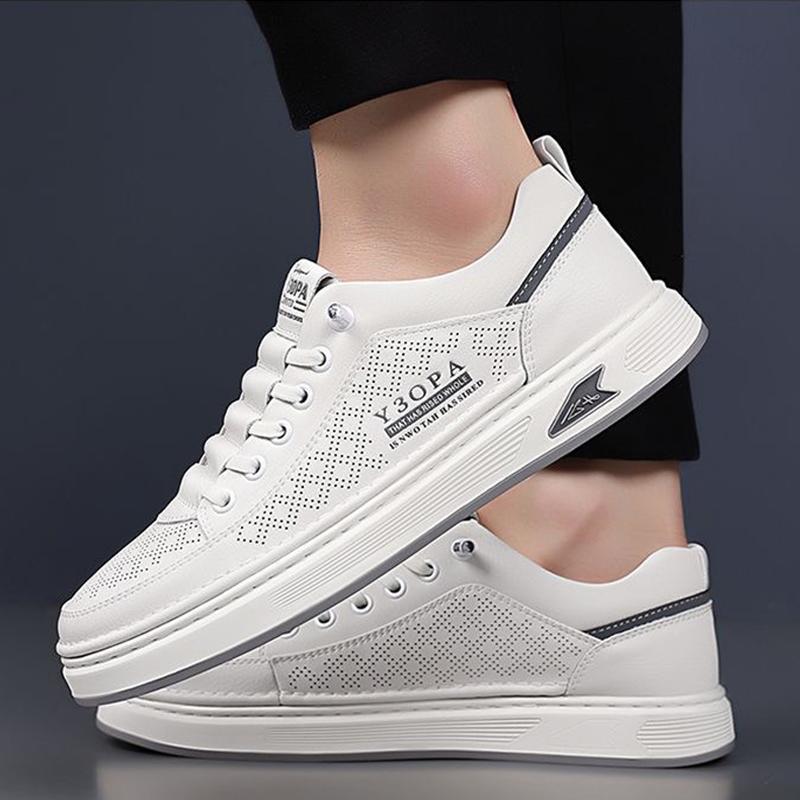Frühling Sommer Herrenmode Sneaker Flach Weiche Weiße Schuhe Lässiges Herrenschuhwerk Atmungsaktiv