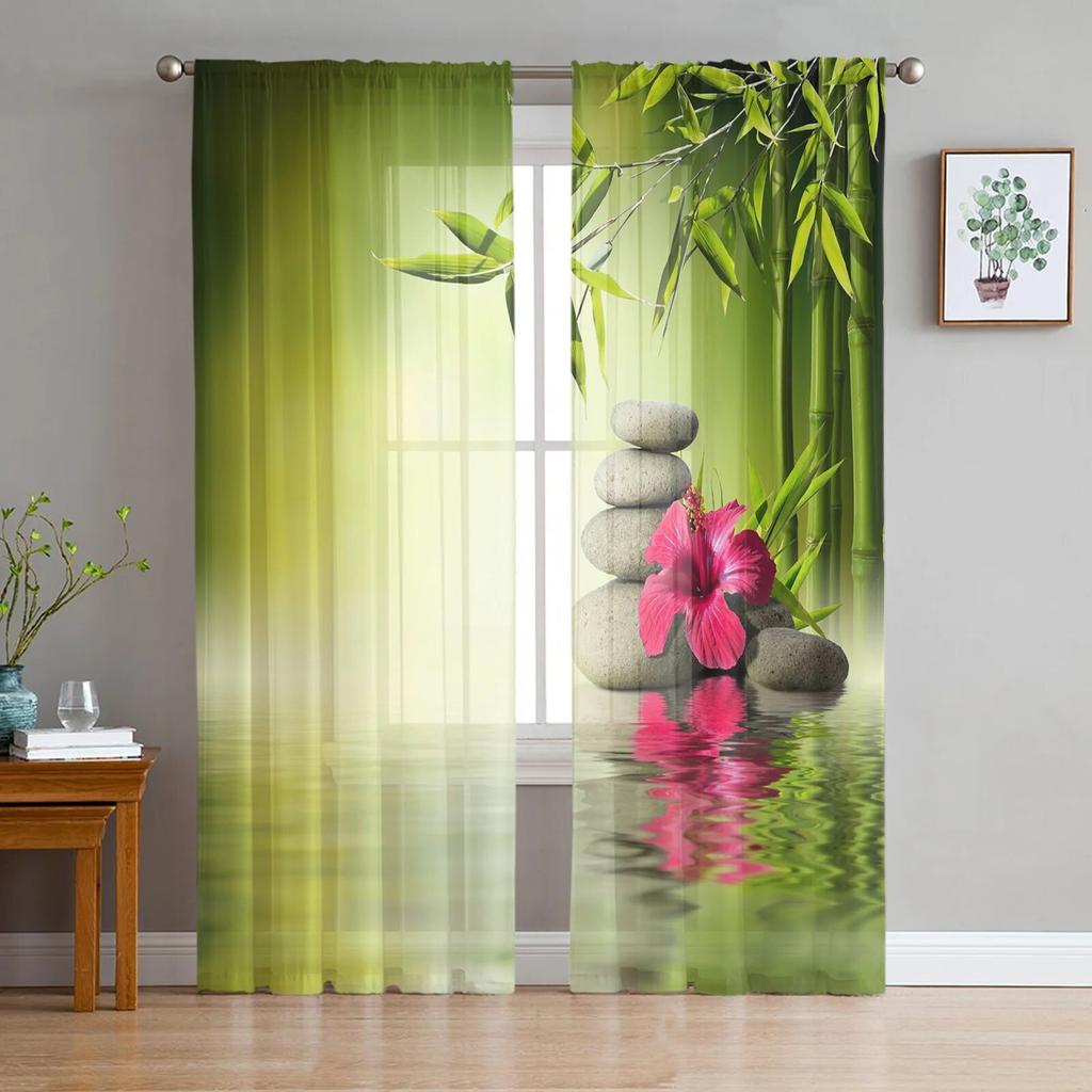Perdele transparente cu reflexie de piatră Lotus pentru sufragerie dormitor Decor pentru interior Perdele de Crăciun din voile din șifon