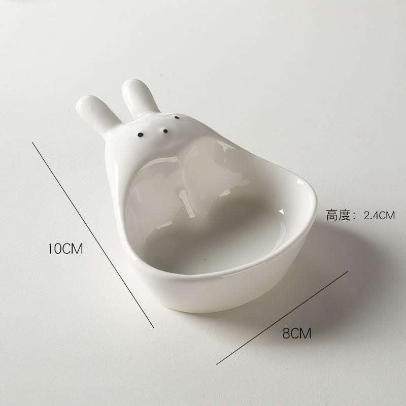 Embossed Ceramic Flavored Plate Creative Cartoon Sauce Plate Snack Plate Mini Cute Household Vinegar Dish Hot Pot Dipping Sauce Plate