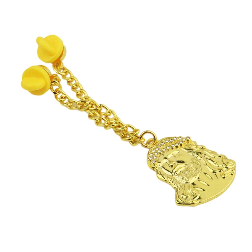 Decorative Pin Chain for Baseball Cap Blingbling Strass Hip Hop Lapel Pin Pendant Chain with Golden Jesus Pin