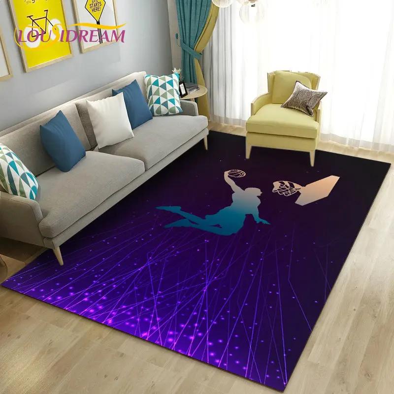 Tappeto 3D Area Basket Grande, Tappeto per Soggiorno Camera da Letto Divano Zerbino Decorazione Cucina, Tappetino Antiscivolo per Gioco Bambini