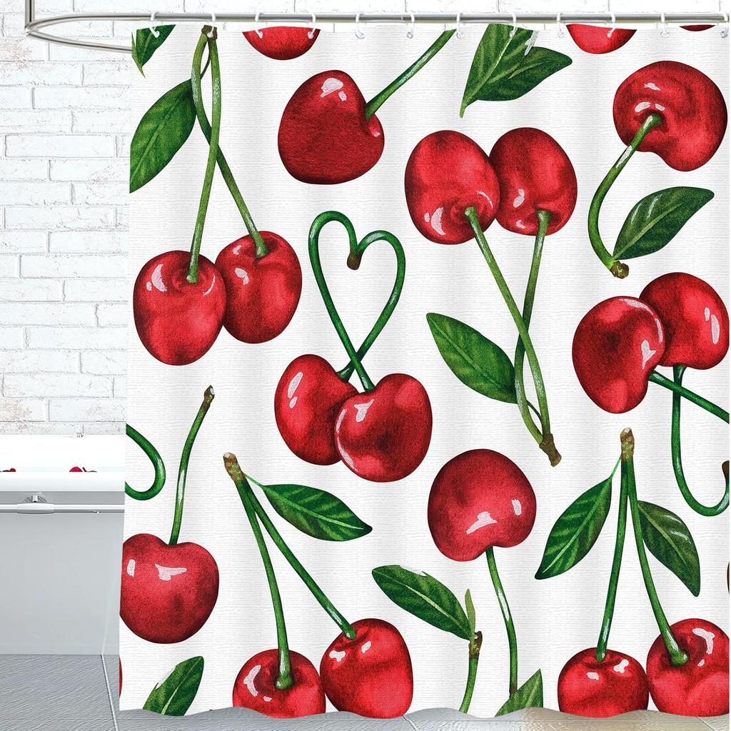 Třešňový sprchový závěs do koupelny Třešňové ovoce Sprchové závěsy Domácí koupelna Vany Olejomalba Třešňová dekorace Polyester