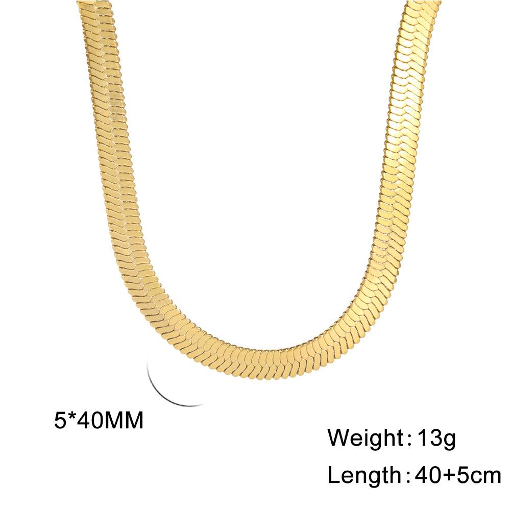 Simple Snake Chain Gold Necklace Unisex Fashion Jewelry Popular Collarbone Chain