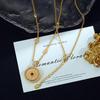Chinese Style Gold Gourd Good Luck Diamond Necklace with Rotatable Compass Pendant for Women