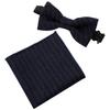 [Hochzeitsstil] Fliege & Einstecktuch Set mit Versteller, Tweed, für Hochzeiten, Partys und Empfänge (Marineblau-Streifen) tc-0005