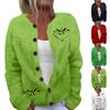 Women's Fashion Christmas Printed Long Sleeve Knitted Cardigan Button Down Jacket