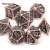 7 Pcs Black Copper Skull Metal Dice Solid Metal Polyhedral Dice Set Suitable for Role-Playing RPG Board Game Card Game