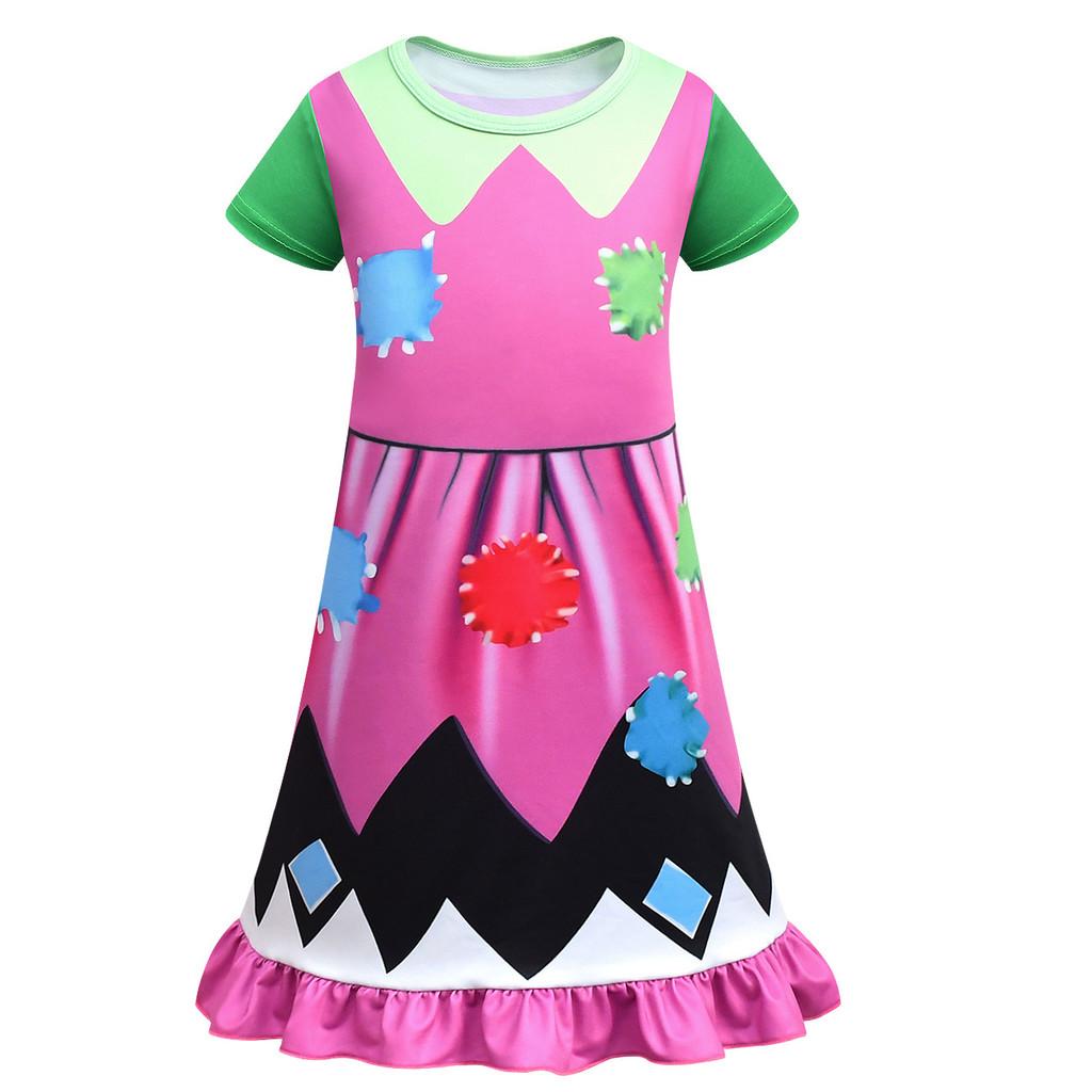 83024 Детское платье для девочек Bobi Time Lily Lovebraids с принтом, короткий рукав, плиссированное 100cm розы красного