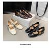 2025 Autumn Korean-Style Mary Janes: Soft Leather Square-Toe Chunky Heel Mid-Heel Shoes for Women