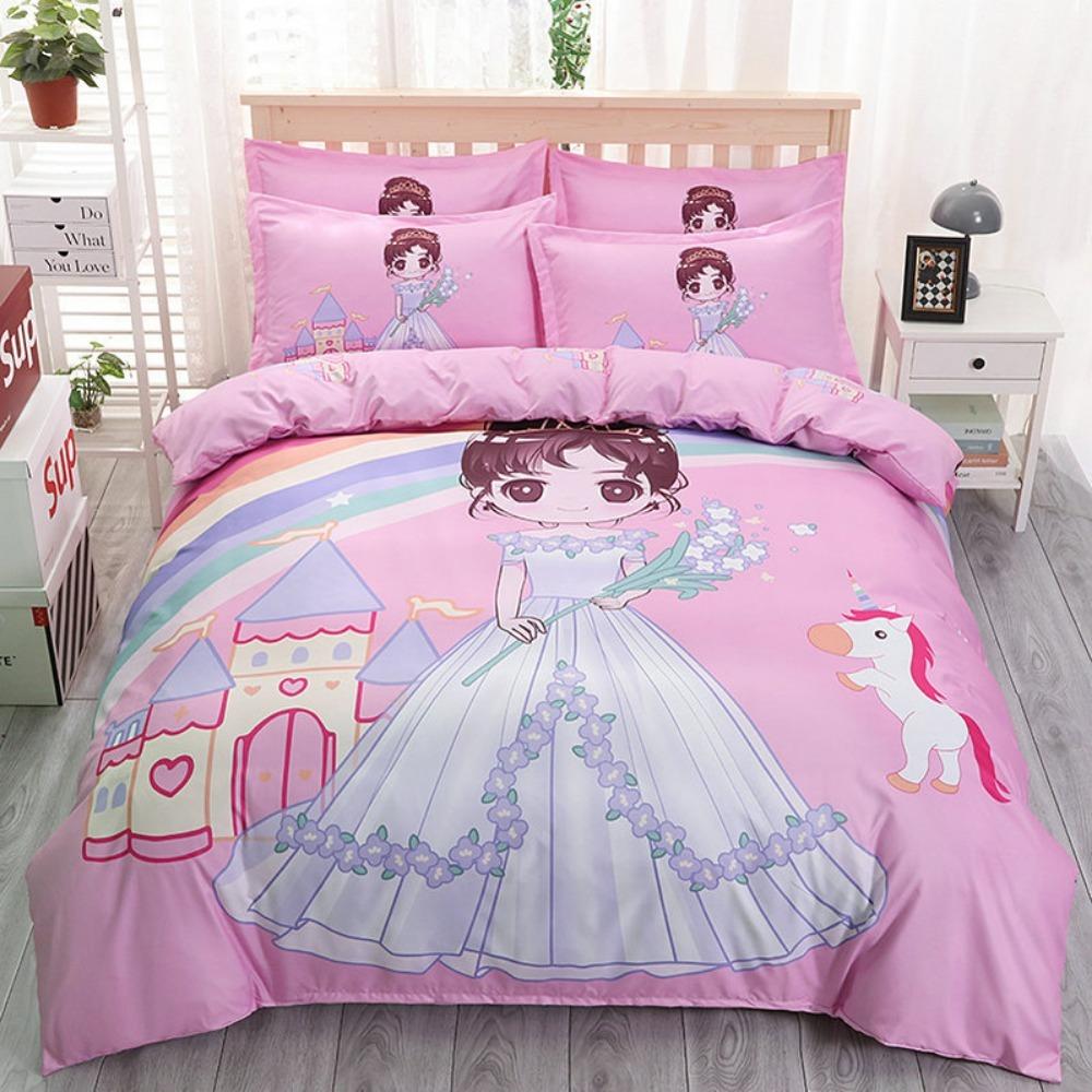 The Beautiful Girl Motif ,Microfibre Bedding Sets, Children's Bed Decor Duvet Cover for Teenagers Adult 3-Piece  Puppy Bed Linen
