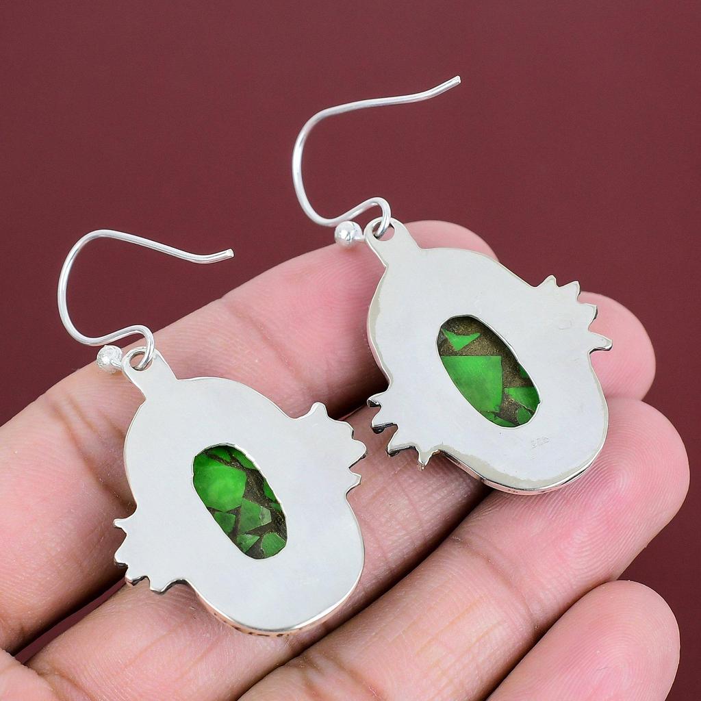 Kupfer Grün Türkis Ohrring 925 Sterlingsilber Ohrringe Edelstein Ohrring Antikschmuck Verlobungsgeschenk Handgemachter Ohrring Silberschmuck