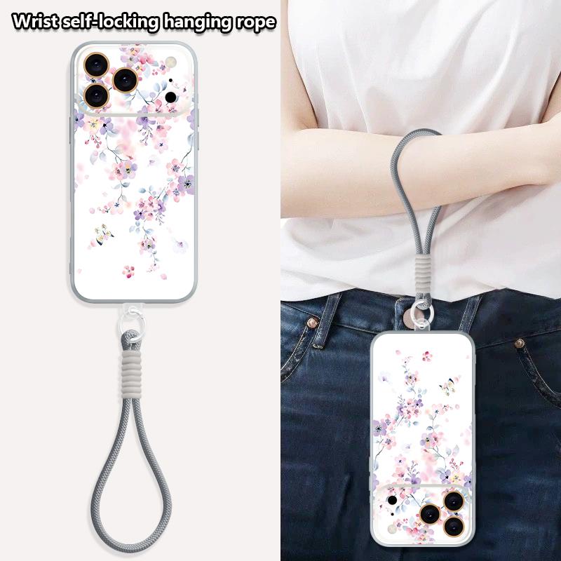 Schöne Blumen-Handgelenkschlaufe Hülle Für iPhone 17 Pro Max iPhone 16 15 14 13 Pro Max Magnetisch Für Magsafe Hybrid TPU+PC Mattes Cover