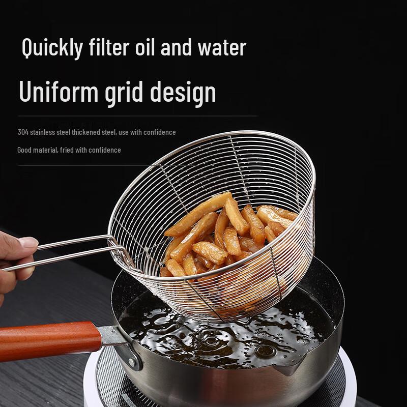 Foldable 304 Stainless Steel Frying Basket & Colander