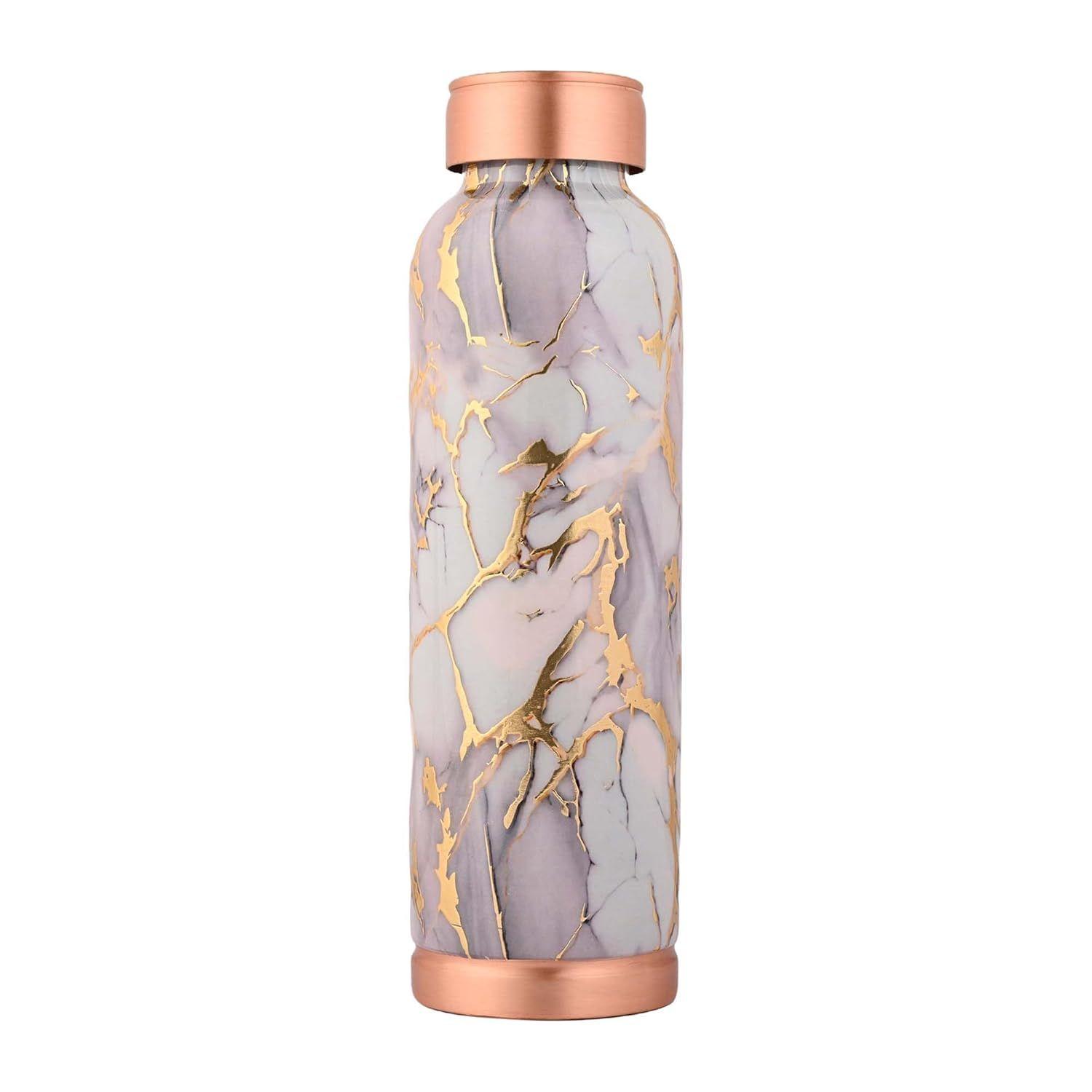

Copper Printed Design 1 Litre Water Bottle With Leak and Rust Proof Protection for Home and Office Use Ayurveda and Yoga Health Benefits Bottle