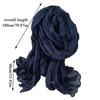 Autumn Winter Women Long Scarf Solid Color Pleated Elegant Womens Shawl Vintage Casual Warm Neck Warmer Trend Cotton Hemp Scarf