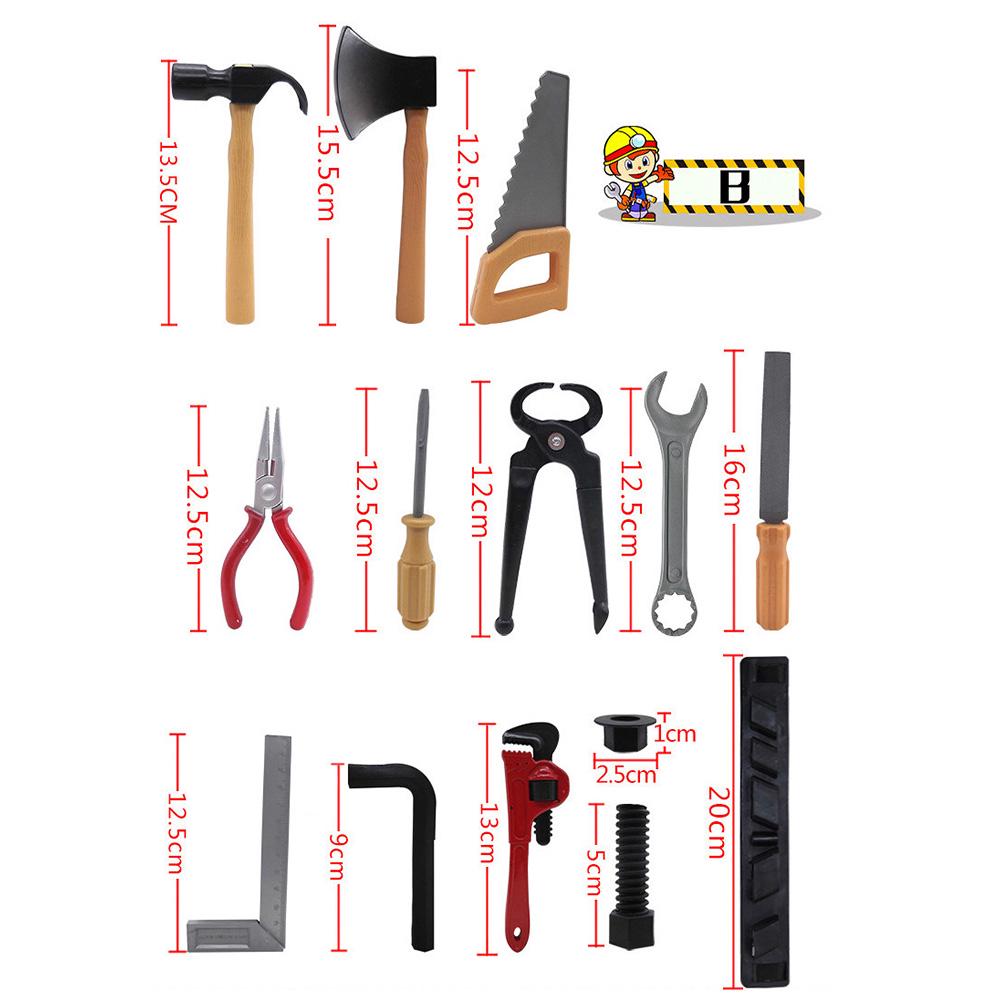 (Virtual Warehouse) Children S Pretend Play Simulation Multifunctional Repair Tool Hacksaw 14 Piece Set DIY Educational