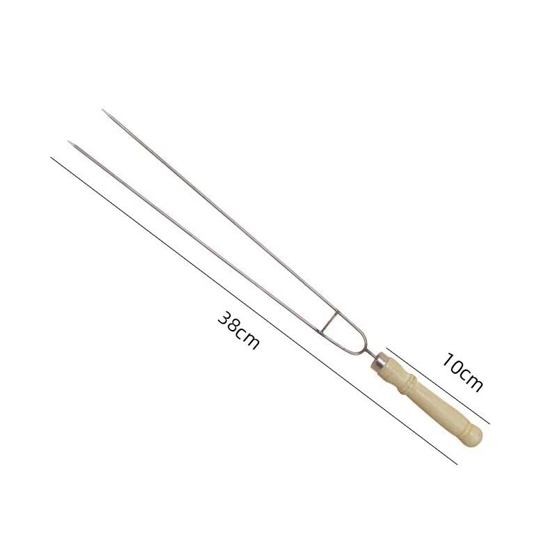 ZISIZ BBQ Wooden Handle Skewer & Fork Set