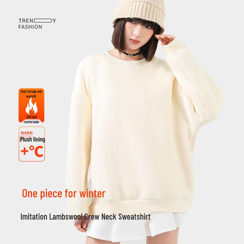 JEANSWEST Women's Winter Fleece Lined Round Neck Sweatshirt