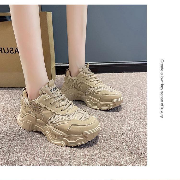 Hong Kong Style Dad Shoes Women Ins Tide Street Internet Celebrity 2025 Summer New Versatile Little White Thick Sole Wear-resistant Leisure Sports