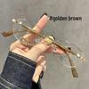 Women's Super Light Oval Frame Gold Glasses for Myopia, Prescription-Ready, Ideal for Small Faces.