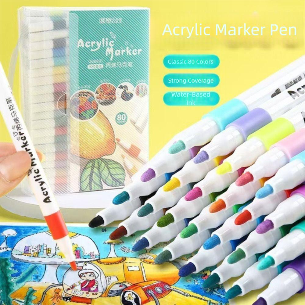 12-48 Colors Acrylic Marker Color Is Not Transparent Paper Painting Brush Children's Graffiti Pen