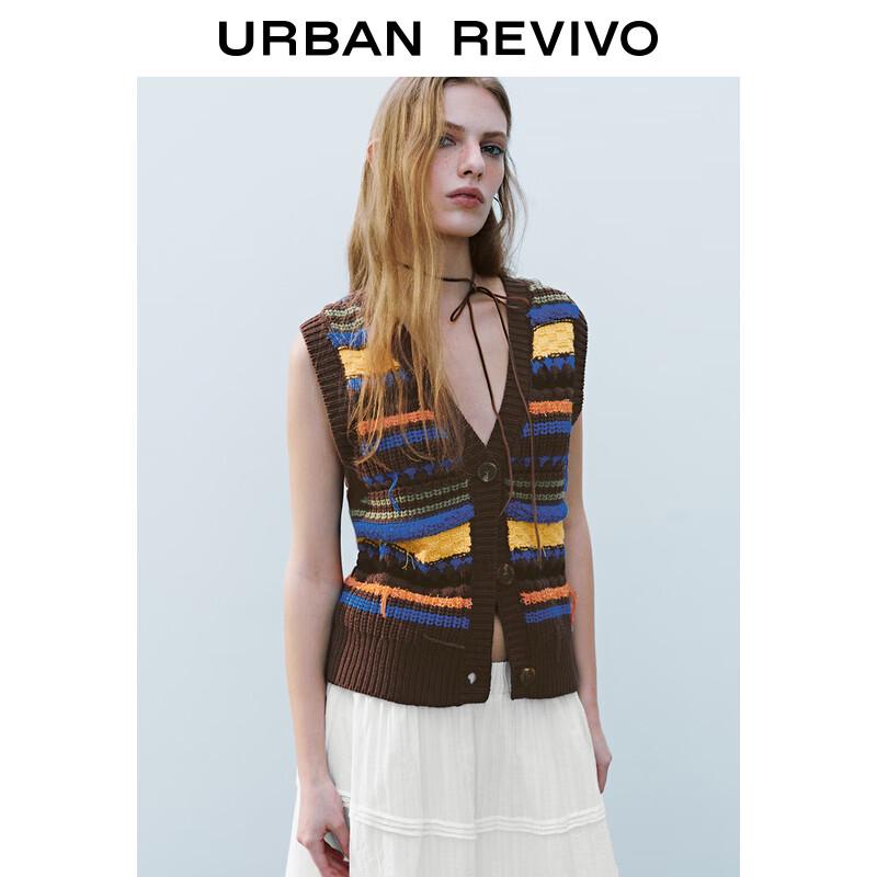 UR 2025 Spring Women's Retro Colorblock Knit Vest