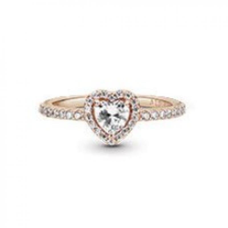 Pandora Rose Sparkling Elevated Heart Ring 188421c02