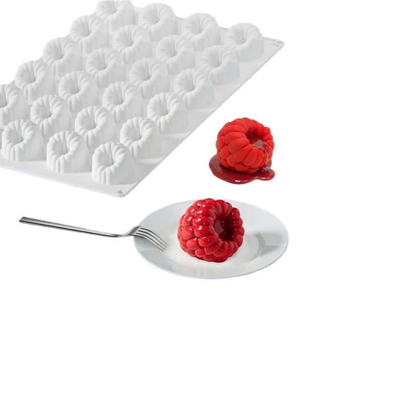 6-Cavity Large Raspberry Mousse Cake Mold and 24-Cavity Small Raspberry Silicone Chocolate Dessert Mold