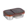 Two Compartment Stainless Steel Food Container Small Snack Box with Secure Lid