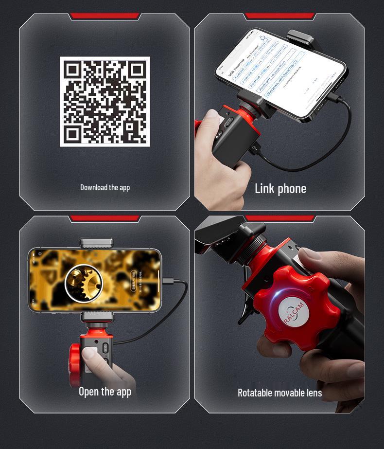 RuiKan RALCAM Průmyslový endoskop odolný vysokým teplotám pro detekci karbonových usazenin v automobilech pro telefony Android