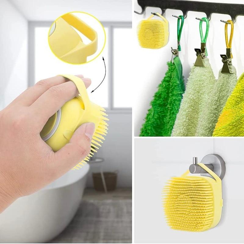 Non-toxic Pet Bath Brush with Massage Bristles, Detachable Design, Built-in Storage, Suitable for Cats and Dogs