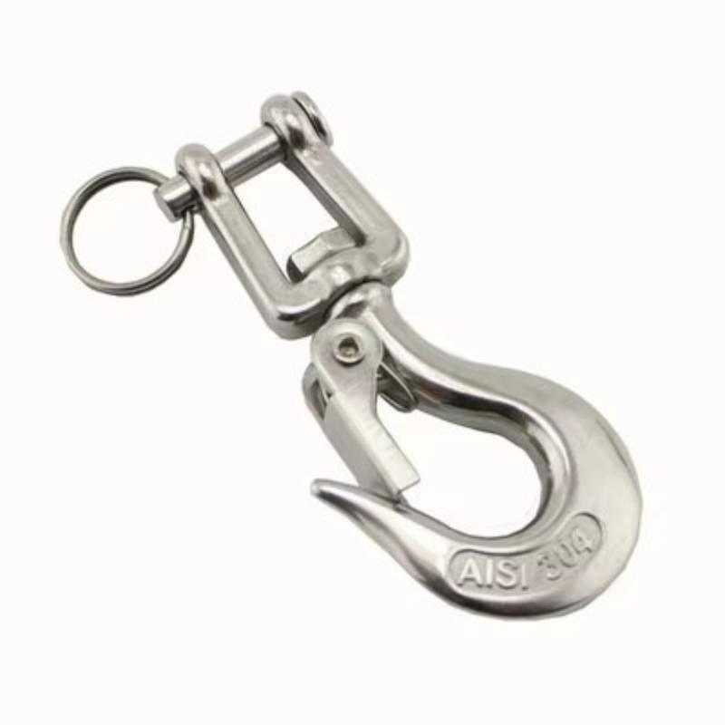 Acero Inoxidable 304 Plateado Tipo Americano Grillete de Gatillo Giratorio con Ojo Gancho de Cierre Rápido para Elevación con Capacidad de Carga de 150/ 350/650KG