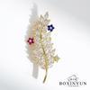 Bo Xin Yun Light Luxury Women's Leaf Brooch with Copper and Zircon