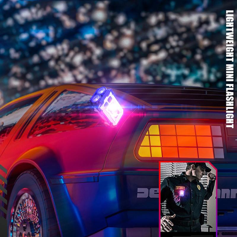 Led High Bright Flashlight Portable Mini Keychain Light Dual Light Source Outdoor Camping Fishing Multi-Function Tool Torch Lamp