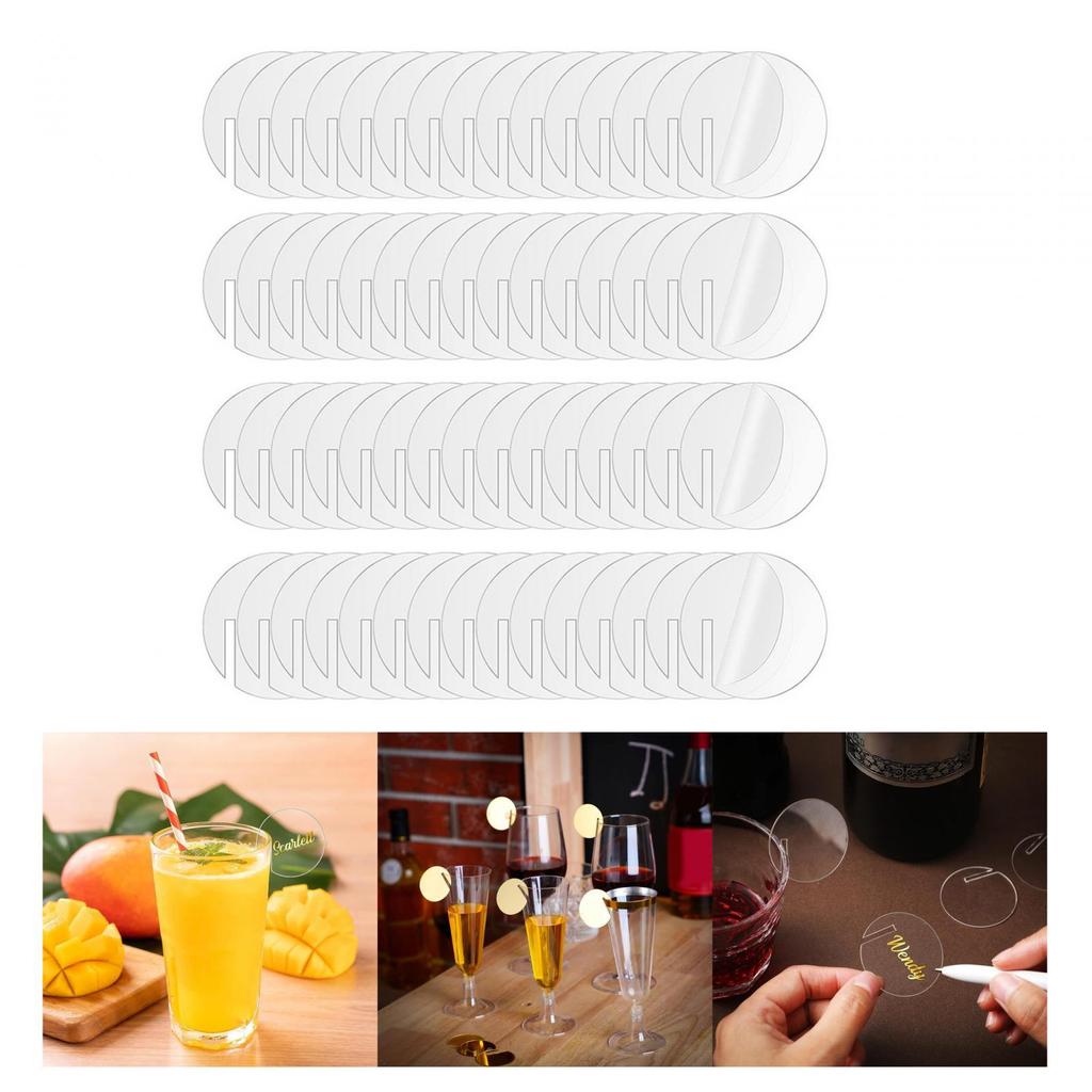 60 DIY Acrylic Drink Tags, Cocktail Glass Markers for Family Gatherings,