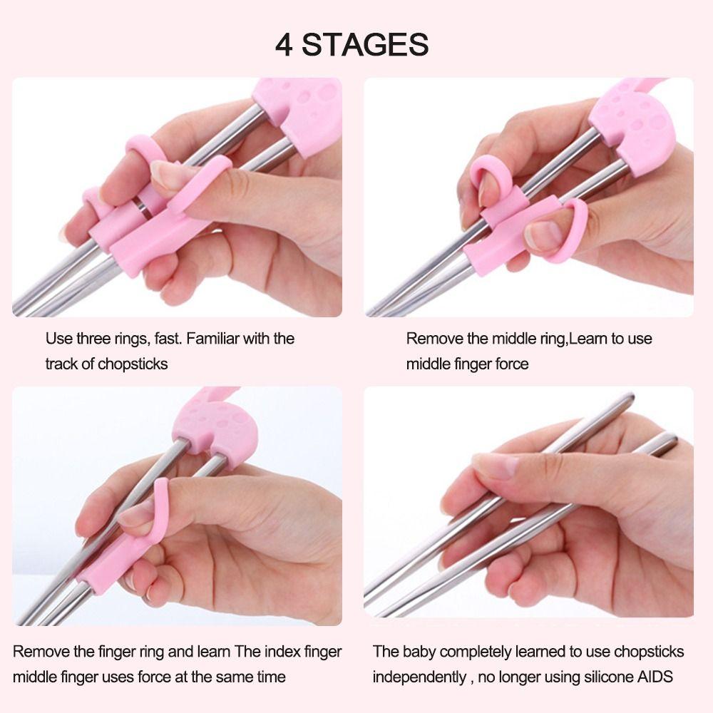 Acier Inoxydable Pour Enfants Baguettes Baguettes d'entraînement Ensemble de Vaisselle pour Enfants Apprendre les Baguettes