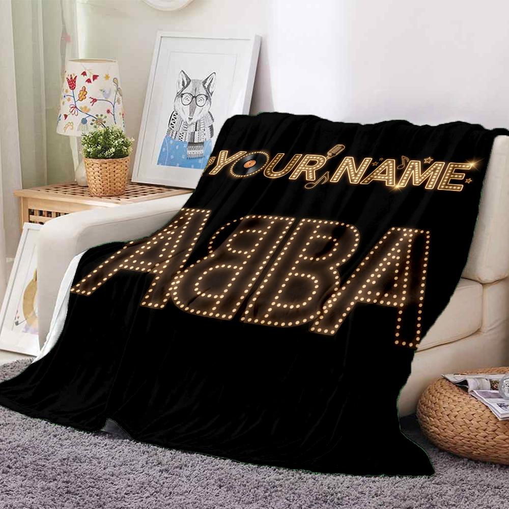 1PC Abba Custom Name Patterned Flannel Blanket Suitable For All Seasons For Home Decor Warmth And Comfort Gifts Holiday Present