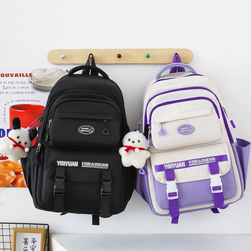 Schoolbag Large Capacity 1011 Nylon Five-piece School Bag Women's Simple Tooling Junior High School Backpack College Style Leisure Backpack