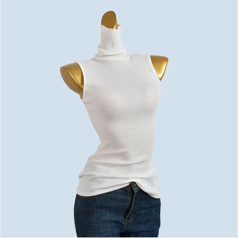 High Proportion Woolen Sweater Autumn and Winter Turtleneck Sleeveless Vest Slim Fit Slimming Women Inner Wear Bottoming Shirt All-Matching Top