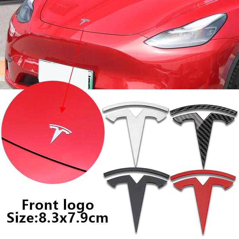 1pcs ABS for Tesla Model 3 Mode Y Car Front Hood Logo Cover Emblem Sticker Styling Auto Body Rear Trunk Badge Accessories