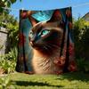 1pc Cat Flowers Outdoor Flannel Blanket Soft All Season Polyester Throw , Perfect for Picnics & Travel , Picnic Accessory