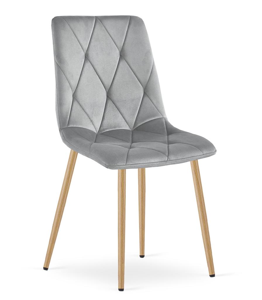 LIBRA chair - light gray velvet / wood color legs x 2