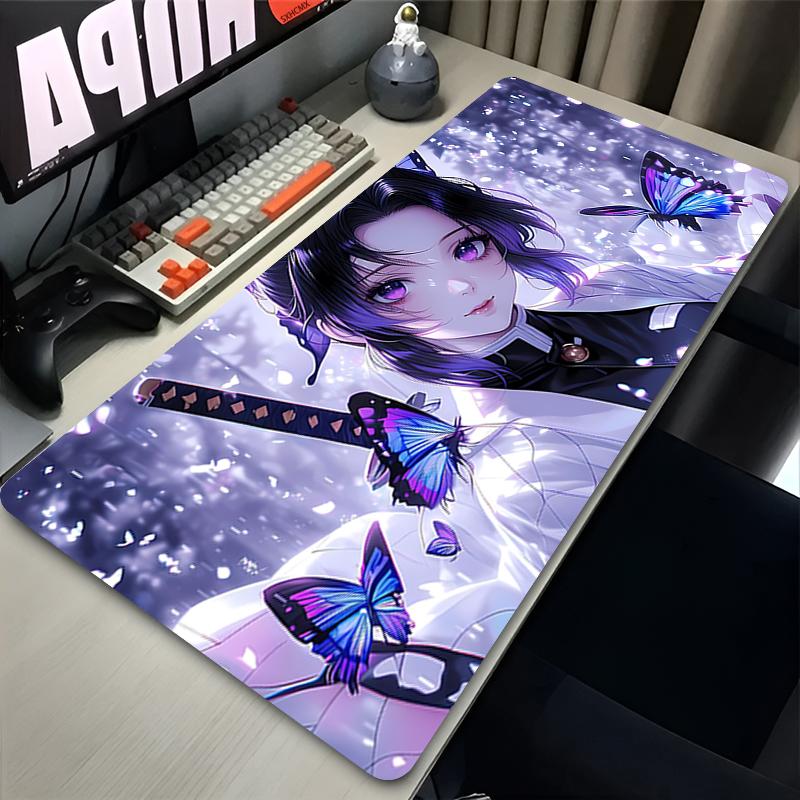 Mouse Pad XXL PC Purple Flower D-demon Slayer Desk Mat New Kochou Shinobu Mousepad Laptop Anime Girl Gamer Cabinet Keyboard Rug