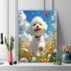 Bichon Frise and garden Pattern  3pcs 100% Round Full Drill 5D DIY Diamond Painting Embroidery Cross Stitch Rhinestone Décor