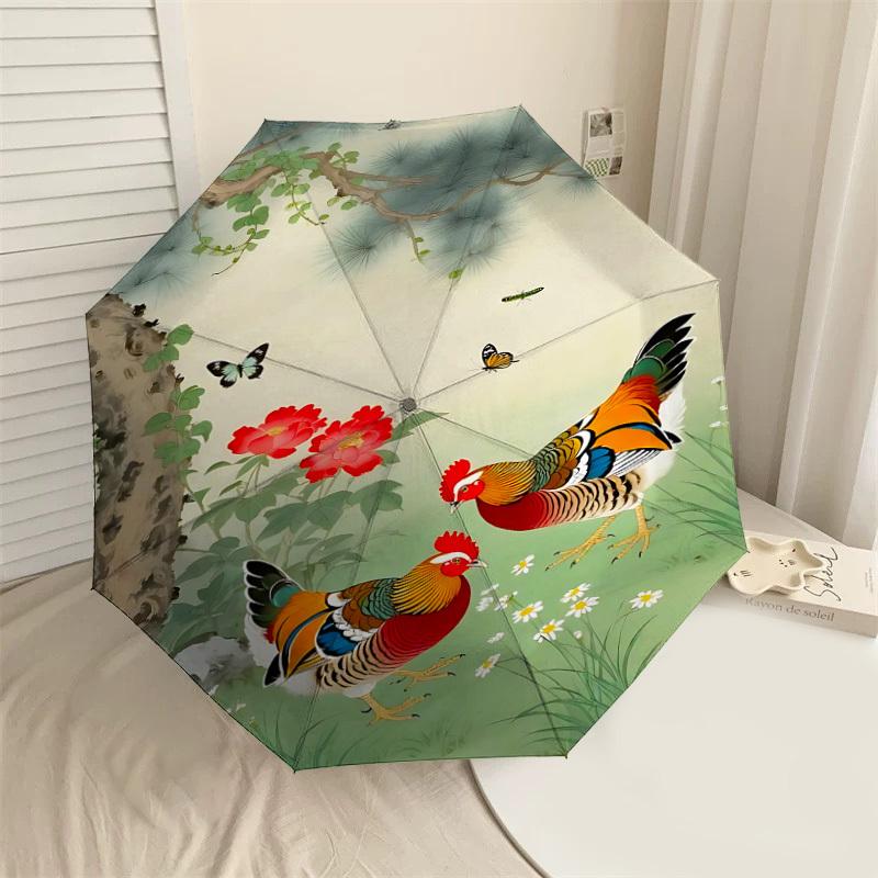 

1PC Rooster Butterfly Umbrella-8-Rib Reinforced, Automatic Open, Lightweight & Durable, Fashion Accessory for Outdoor, J0325